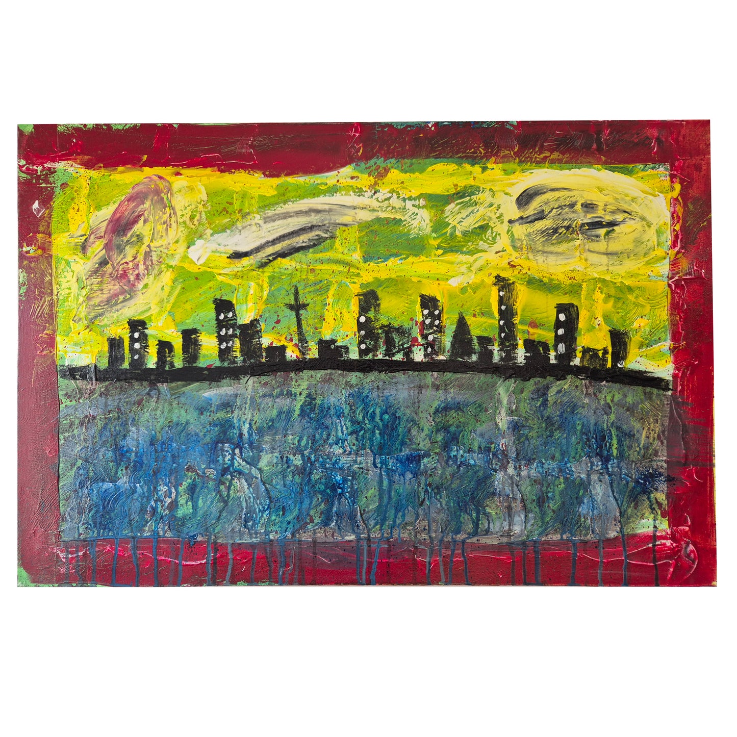 "Black City" Acrylic - Canvas on Frame by Dally Splendadilo